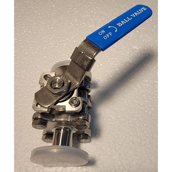 Ball valve with 1.5" tri-clamp fittings 3/4" stainless