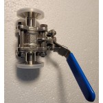 Ball valve with 1.5" tri-clamp fittings 3/4" stainless